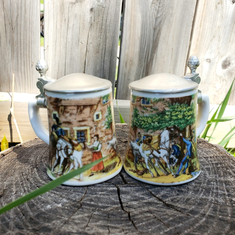 Vintage Ceramic Tiny Cups, Small Beer Steins, Miniature Beer Pitchers